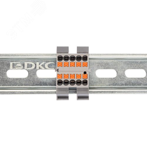 Блок распределительный с гориз. адаптером на рейку шириной 35мм, зажим push-in, 10 точек подключения 2,5 кв.мм, серый - фото 2