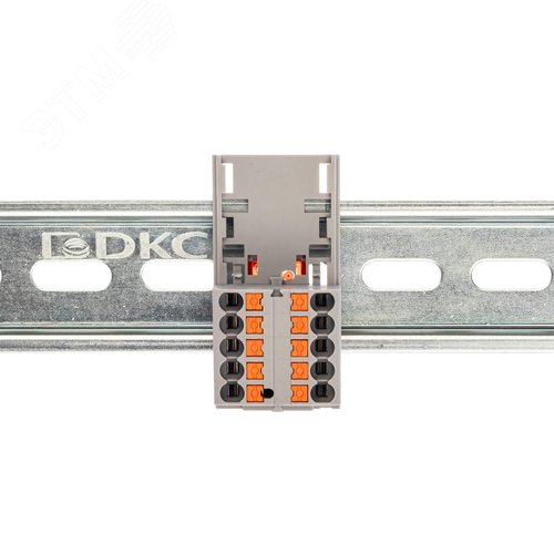 Блок распределительный с верт. адаптером на рейки шириной 15/35мм, зажим push-in, 10 точек подключения 2,5 кв.мм, серый - фото 2