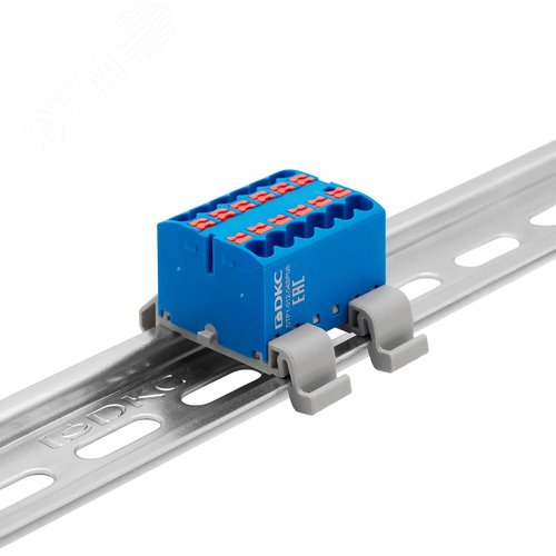 Блок распределительный, зажим push-in, 12 точек подключения 2,5 кв.мм, синий - фото 2