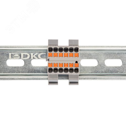 Блок распределительный с гориз. адаптером на рейку шириной 35мм, зажим push-in, 12 точек подключения 2,5 кв.мм, серый - фото 2