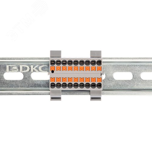 Блок распределительный с гориз. адаптером на рейку шириной 35мм, зажим push-in, 18 точек подключения 2,5 кв.мм, серый - фото 2