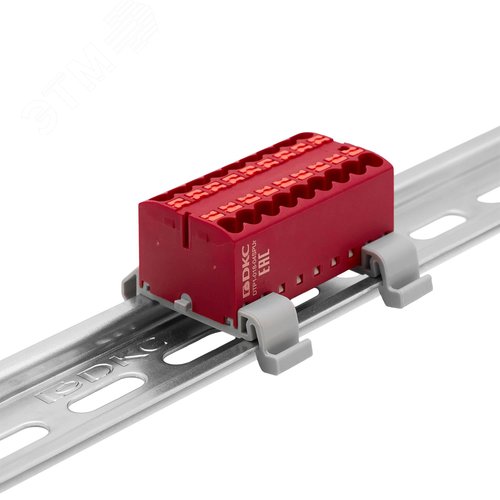 Блок распределительный, зажим push-in, 18 точек подключения 2,5 кв.мм, красный - фото 2