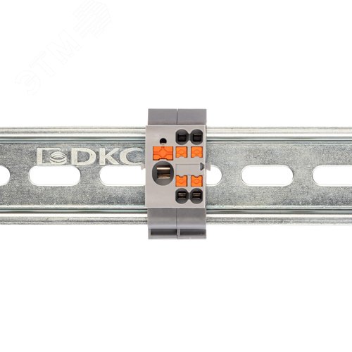 Блок распределительный с гориз. адаптером на рейку шириной 35мм, зажим push-in, 1 ввод 6 кв.мм, 4 точки подключения 2,5 кв.мм, серый - фото 2