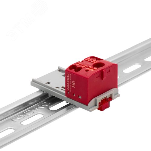 Блок распределительный, зажим push-in, 1 ввод 6 кв.мм, 4 точки подключения 2,5 кв.мм, красный - фото 3