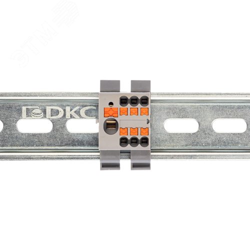 Блок распределительный с гориз. адаптером на рейку шириной 35мм, зажим push-in, 1 ввод 6 кв.мм, 6 точек подключения 2,5 кв.мм, серый - фото 2