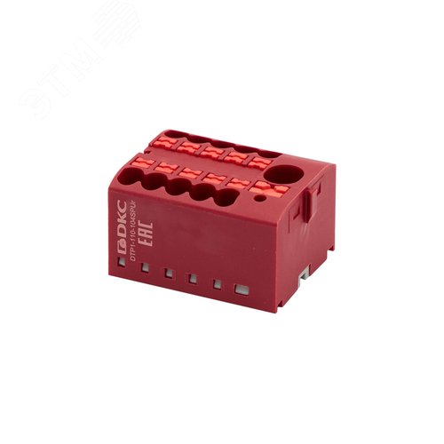 Блок распределительный, зажим push-in, 1 ввод 6 кв.мм, 10 точек подключения 2,5 кв.мм, красный - фото 1