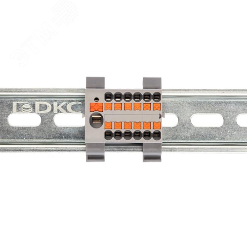 Блок распределительный с гориз. адаптером на рейку шириной 35мм, зажим push-in, 1 ввод 6 кв.мм, 12 точек подключения 2,5 кв.мм, серый - фото 2