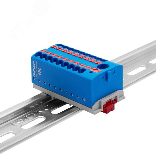Блок распределительный, зажим push-in, 1 ввод 6 кв.мм, 18 точек подключения 2,5 кв.мм, синий - фото 3