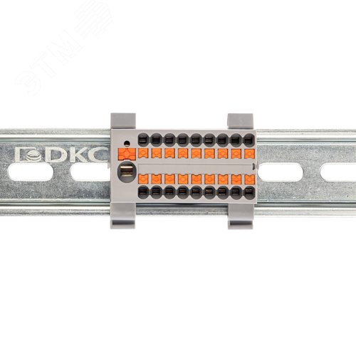 Блок распределительный с гориз. адаптером на рейку шириной 35мм, зажим push-in, 1 ввод 6 кв.мм, 18 точек подключения 2,5 кв.мм, серый - фото 2