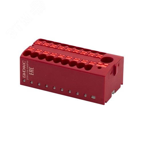 Блок распределительный, зажим push-in, 1 ввод 6 кв.мм, 18 точек подключения 2,5 кв.мм, красный - фото 1