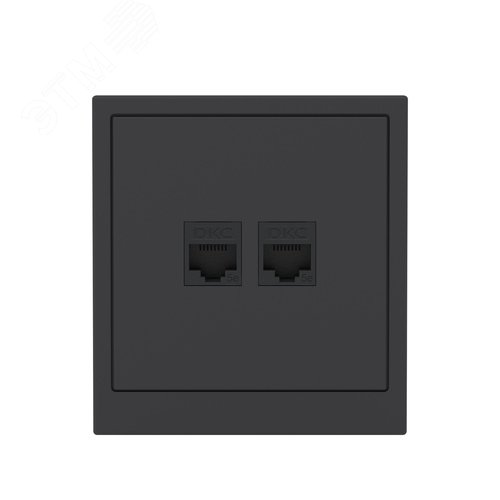 Компьютерная розетка RJ-45 без шторки, кат.5е двойная, KANT, черный уголь - фото 6