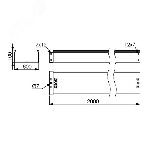 Лоток неперфорированный 600х100 L=2000мм горячеоцинкованный - фото 2