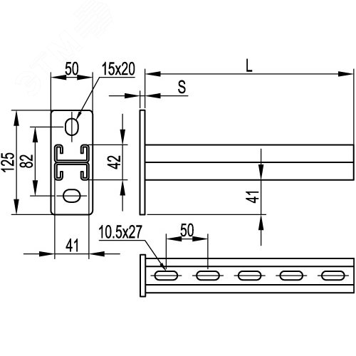 Кронштейн двойной DBM основание 200 мм горячеоцинкованный - фото 2