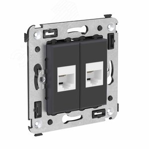 Avanti Телефонная розетка RJ-12 без шторки в стену двойная, Черный матовый - фото 2