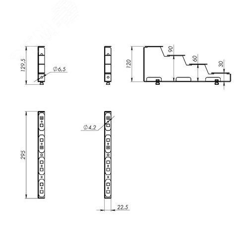 Комплект опорных кронштейнов ступенчатой шинной системы, левый+правый, 4P - фото 3
