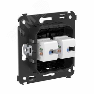 Avanti Компьютерная розетка RJ-45 без шторки в    стену, кат.6 двойная Черный квадрат - фото 3