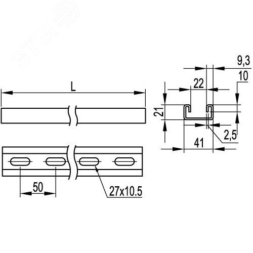 Профиль С-образный 41х21 L1800 толщина 2.5 мм - фото 2