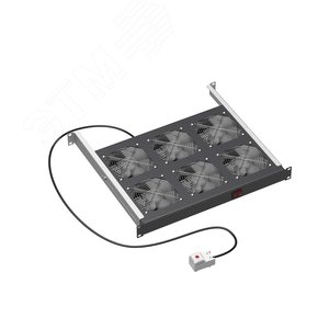 19дюйм Вентиляторный модуль, 6 вентиляторов с термостатом RAL 9005 - фото 2