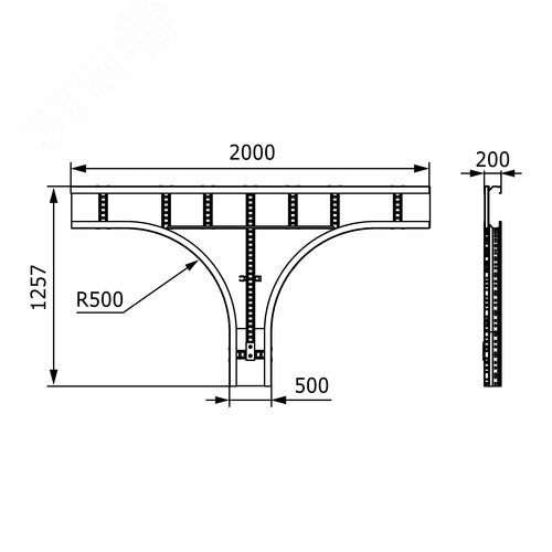 Ответвитель Т-образный листовой 200х500 R660 - фото 2