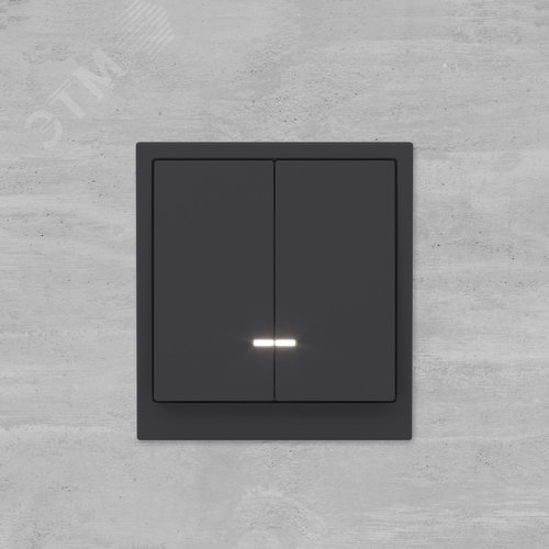 Выключатель двухклавишный с подсветкой, KANT, черный уголь - фото 8