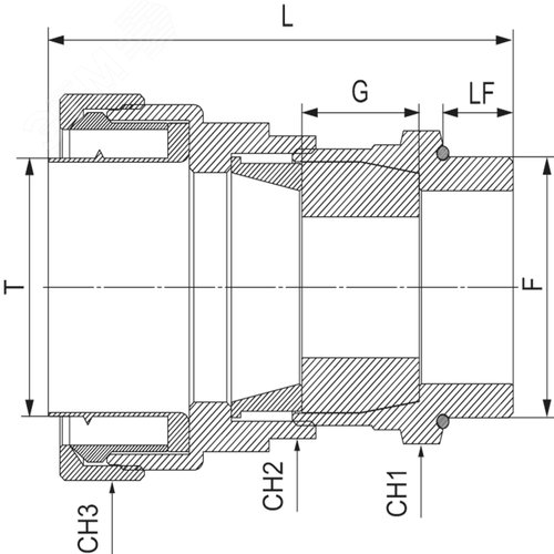 Взрывозащищенный кабельный ввод ANP под небронированный кабель в металлорукаве M20х1,5 D8-13мм, Dn20мм. Никелированная латунь. IP66/68 - фото 2