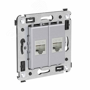 Avanti Компьютерная розетка RJ-45 без шторки в стену, кат.6А двойная экранированная,  Закаленная сталь - фото 2