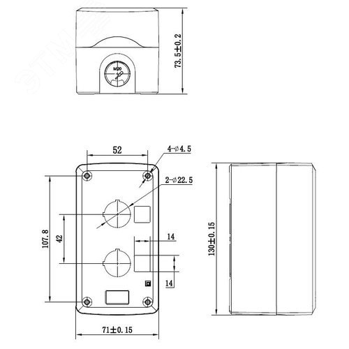 Корпус под кнопочный пост, 2 места - фото 6