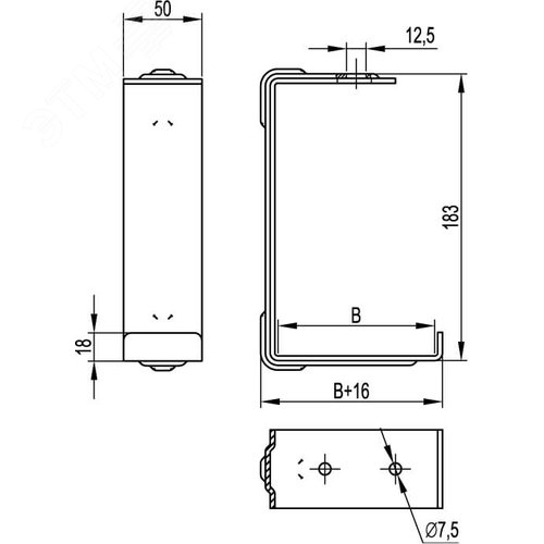 Скоба CS на лоток основание 150 горячеоцинкованная - фото 2