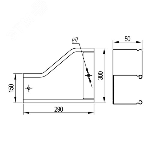 Переходник RRS левосторонний 300/150 H50 в комплекте с крепежными элементами и соединительными пластинами - фото 4