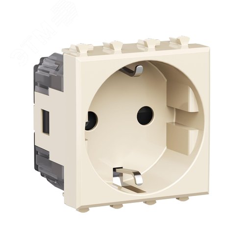 Розетка модульная, 2P+E, с з/ш, Avanti, ванильная дымка, 2 модуля - фото 2