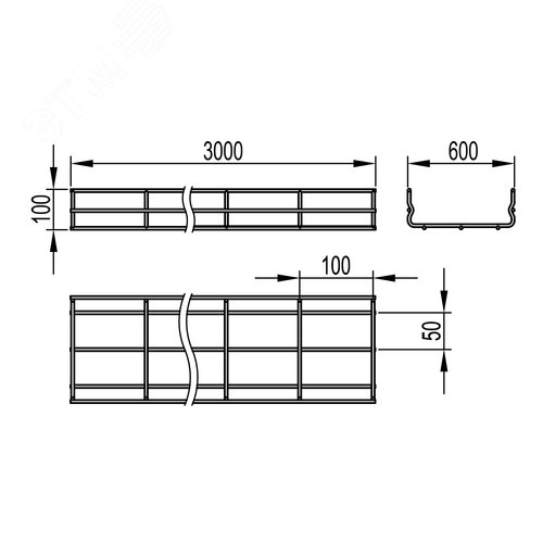 Лоток проволочный 100х600 L3000 нержавеющая сталь - фото 2