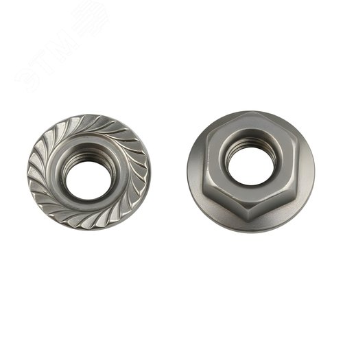 Гайка DIN 6923 М8 насечка препятствующая откручиванию (1 уп.-100 шт.) - фото 1