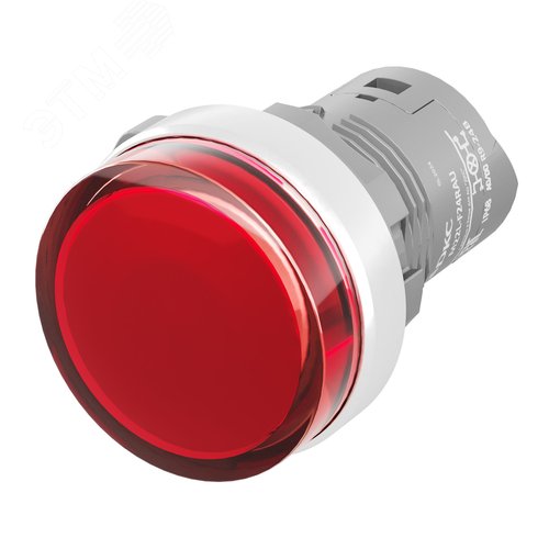 Изображение товара Сигнальная лампа со встроенным диодом 9-24В, красная, алюминиевое кольцо, зажим Push-In (шт)