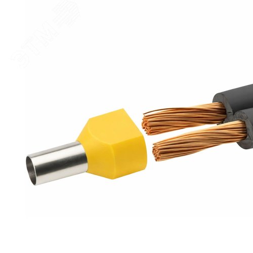 Наконечник-гильза двойная с изолир.фланцем 6 кв.мм желтый (НШВИ2) - фото 3