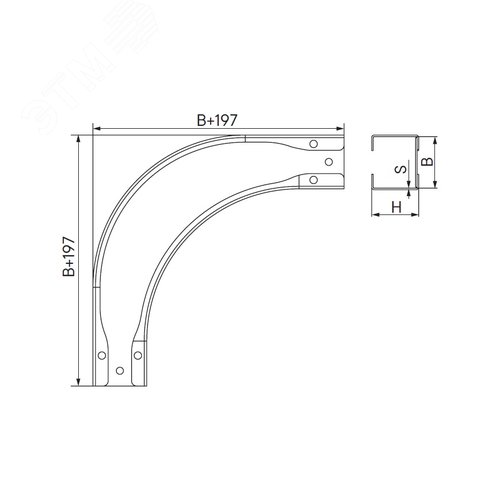 Угол CPO 90 горизонтальный 90 градусов 150х35 в комплекте крепежные элементы соединительные пластины - фото 2