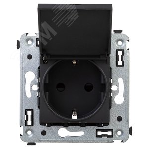 Изображение товара Avanti Розетка с крышкой в стену, 2P+E, с з/ш, , Черный матовый (шт)
