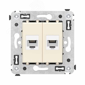 Avanti Телефонная розетка RJ-12 без шторки в стену двойная, Ванильная дымка - фото 1