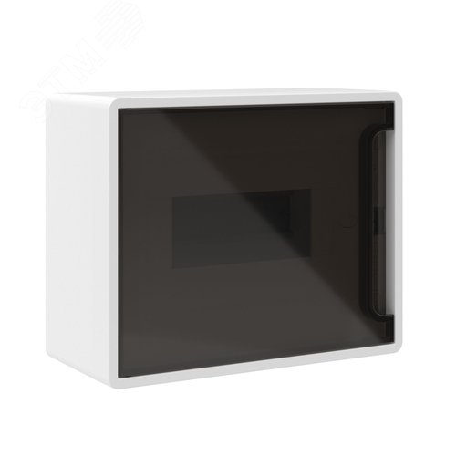 Щиток 8 мод настенный Фрейм (FRAME), белый, с тонированной дверцей, с 2 шинами PEN на 6 и 8 отв. - фото 1