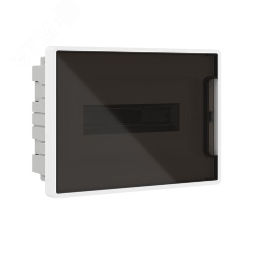 Изображение товара Щиток 12 мод встраиваемый для полых стен Фрейм (FRAME) ЩРв-п-12, белый, с тонированной дверцей, с 2 шинами PEN на 6 и 8 отв. (шт)