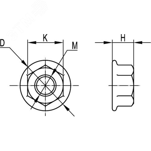 Гайка DIN 6923 М8 насечка препятствующая откручиванию (1 уп.-100 шт.) - фото 2