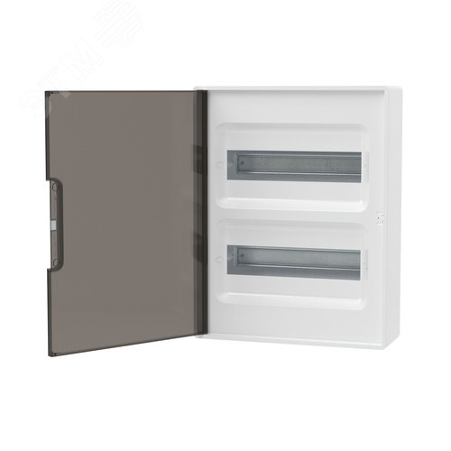 Щиток 24 мод настенный Фрейм (FRAME), белый, с тонированной дверцей, с 4 шинами PEN (2шт на 8 отв. и 2шт на 6 отв) - фото 2