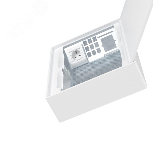 Щиток 24 мод настенный слаботочный Фрейм (FRAME), белый, с белой дверцей, с монтажной платой, 1 розеткой (арт. 76482B) и установочной рамкой - фото 5