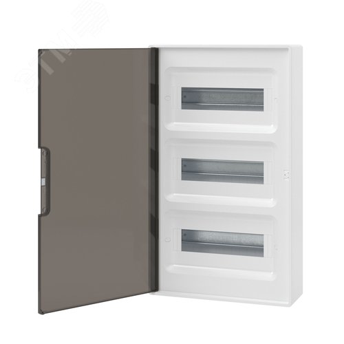 Щиток 36 мод настенный Фрейм (FRAME), белый, с тонированной дверцей, с 4 шинами PEN (2шт на 8 отв. и 2шт на 10 отв.) - фото 3