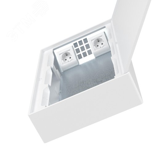 Щиток 36 мод настенный слаботочный Фрейм (FRAME), белый, с белой дверцей, с монтажной платой, 2 розетками (арт. 76482B) и установочной рамкой - фото 5