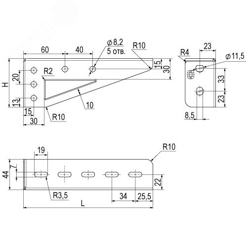 Консоль легкая основание 200 мм - фото 2