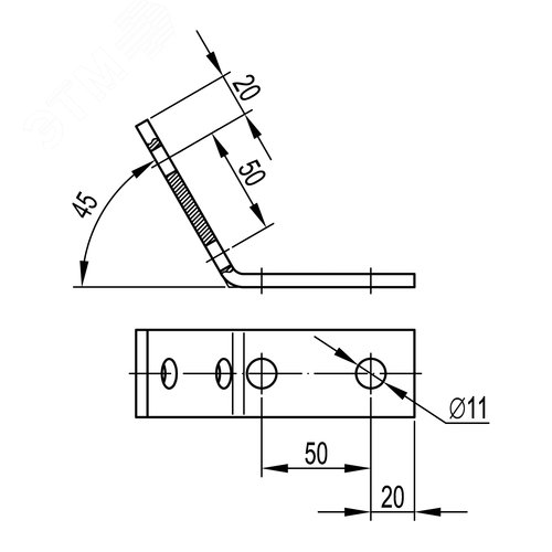 Уголок крепежный двойной 45 градусов горячеоцинкованный - фото 2