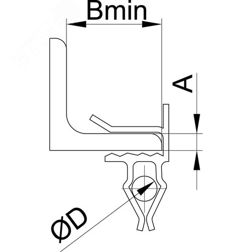 Держатель для крепления трубы к балке 15-20 мм D 22-30 мм горизонтальный монтаж - фото 2