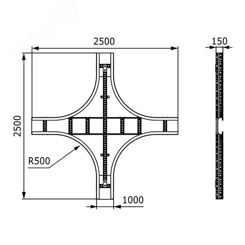 Ответвитель Х-образный листовой 150х1000 R660 горячеоцинкованный - фото 2