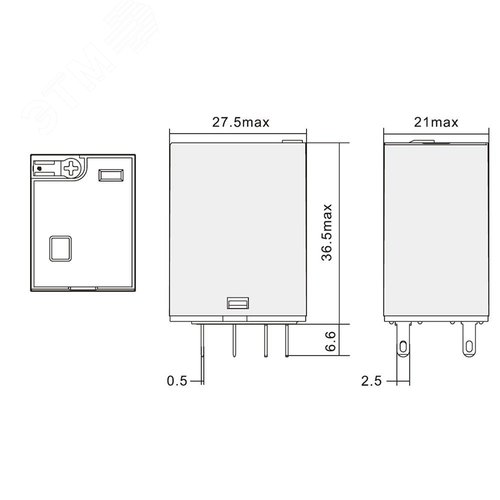 Реле миниатюрное промышленное общего назначения, 2CO, коммутируемый ток 10 А, AgSnO, напряжение 12V AC, опция – светодиод - фото 4