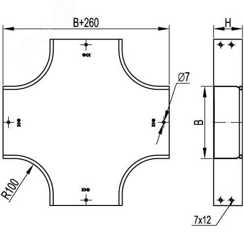 Ответвитель DPX крестообразный 200х100 в комплекте крепежные элементы соединительные пластины - фото 2